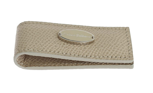 Pince à billets élégante en cuir beige Dolce &amp; Gabbana