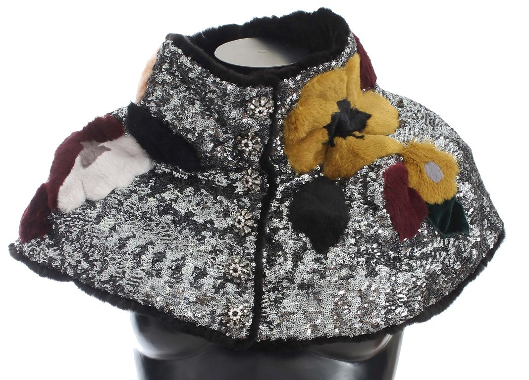 Écharpe en fourrure à paillettes florales élégante Dolce &amp; Gabbana