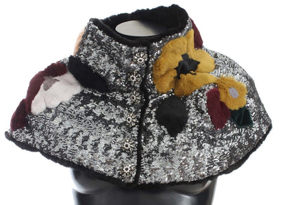 Écharpe en fourrure à paillettes florales élégante Dolce &amp; Gabbana