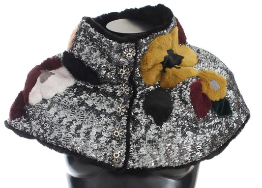 Écharpe en fourrure à paillettes florales élégante Dolce &amp; Gabbana