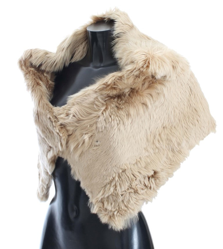Dolce &amp; Gabbana Élégant foulard en fourrure d'alpaga beige