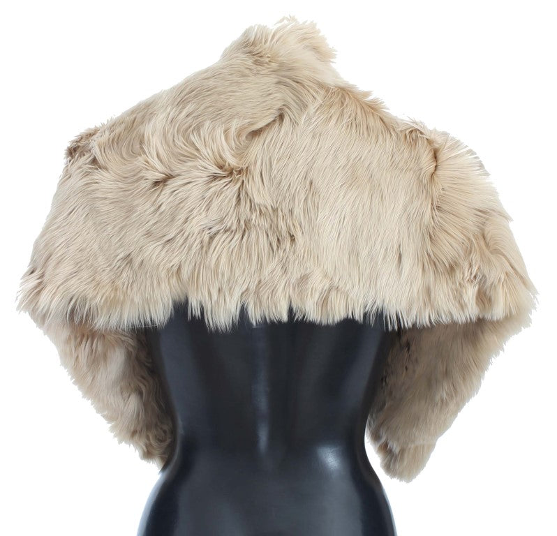 Dolce &amp; Gabbana Élégant foulard en fourrure d'alpaga beige