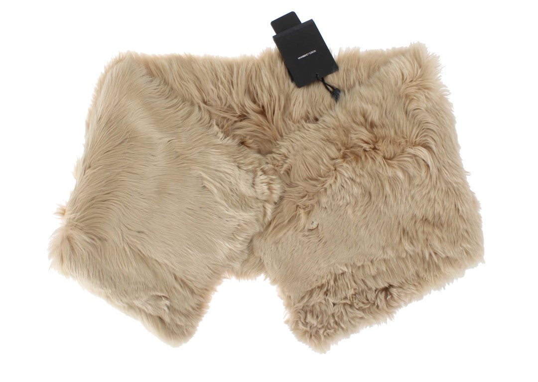 Dolce &amp; Gabbana Élégant foulard en fourrure d'alpaga beige