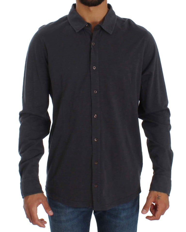 Alpha Massimo Rebecchi Gray Cotton Button Down Casual Shirt by Alpha Massimo Rebecchi