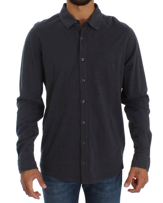 Alpha Massimo Rebecchi Gray Cotton Button Down Casual Shirt by Alpha Massimo Rebecchi