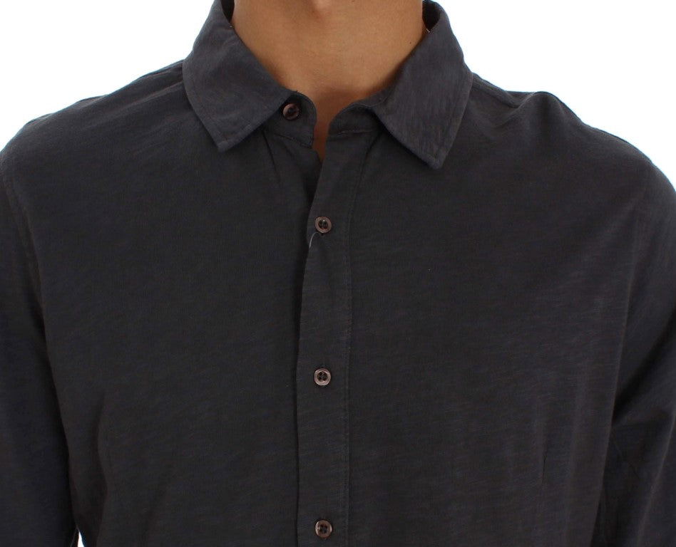 Alpha Massimo Rebecchi Gray Cotton Button Down Casual Shirt by Alpha Massimo Rebecchi