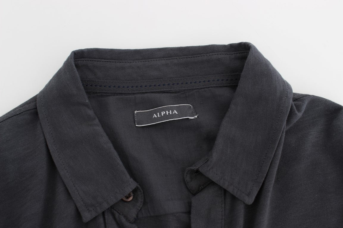Alpha Massimo Rebecchi Gray Cotton Button Down Casual Shirt by Alpha Massimo Rebecchi