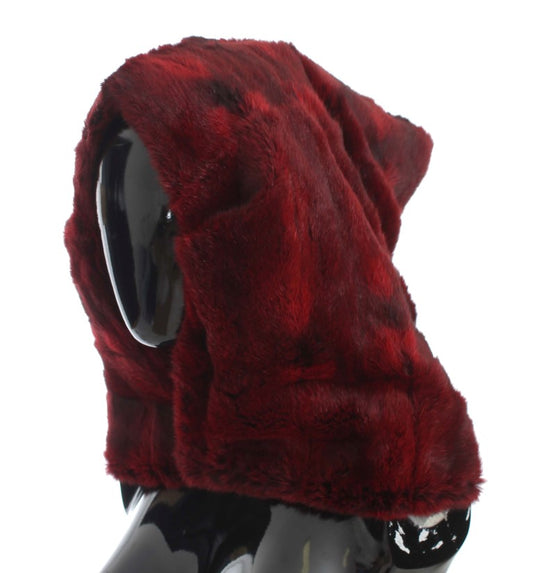 Foulard à capuche en fourrure bordeaux de luxe Dolce &amp; Gabbana