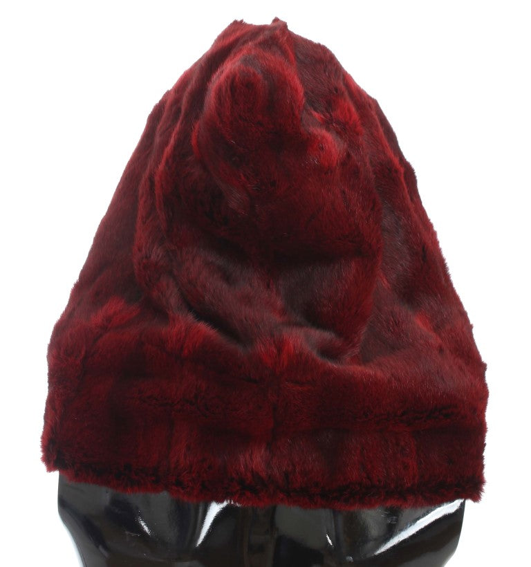 Foulard à capuche en fourrure bordeaux de luxe Dolce &amp; Gabbana