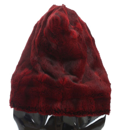 Foulard à capuche en fourrure bordeaux de luxe Dolce &amp; Gabbana