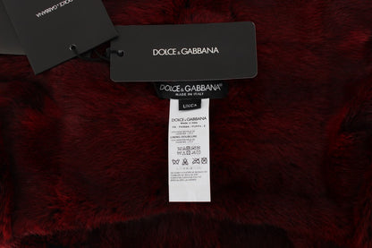 Foulard à capuche en fourrure bordeaux de luxe Dolce &amp; Gabbana