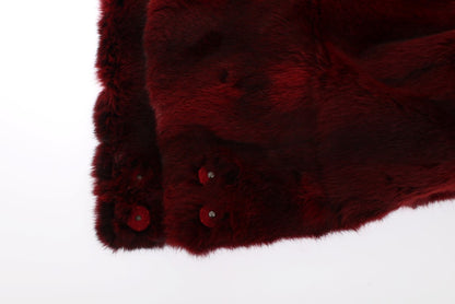 Foulard à capuche en fourrure bordeaux de luxe Dolce &amp; Gabbana