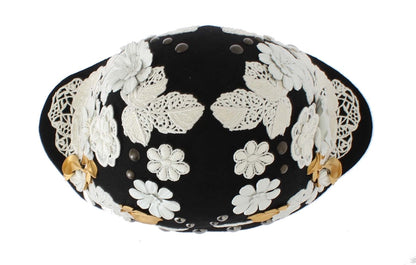 Dolce &amp; Gabbana Élégant chapeau cloche en laine noire à fleurs