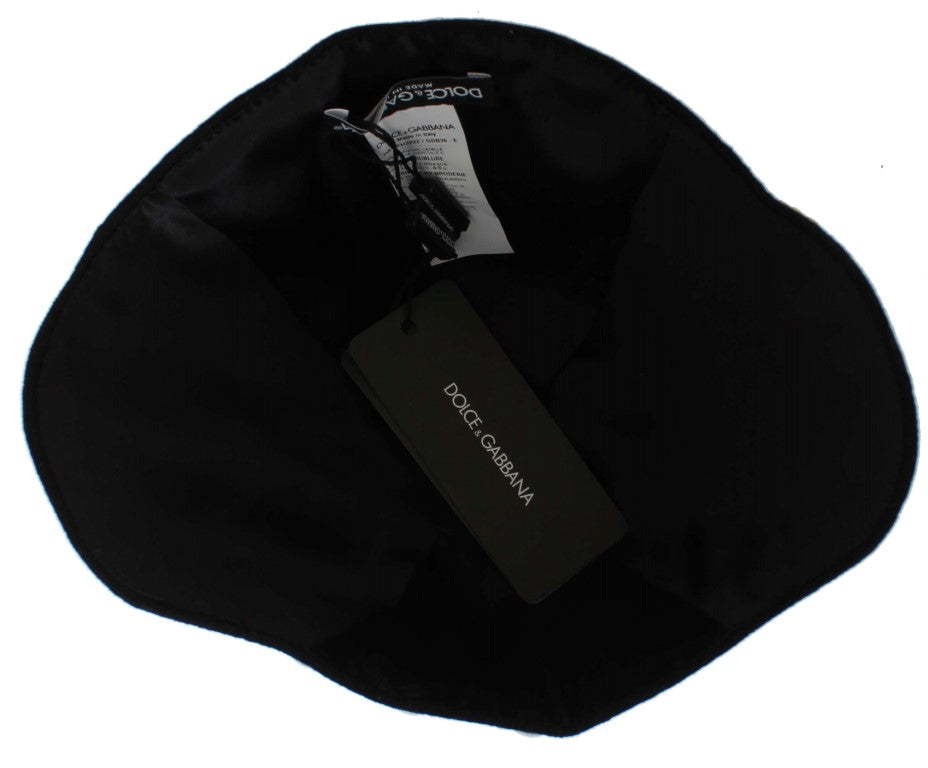 Dolce &amp; Gabbana Élégant chapeau cloche en laine noire à fleurs