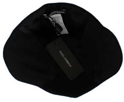 Dolce &amp; Gabbana Élégant chapeau cloche en laine noire à fleurs