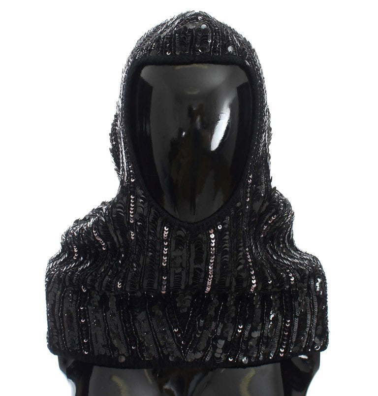 Dolce &amp; Gabbana Élégant foulard à capuche à paillettes noires