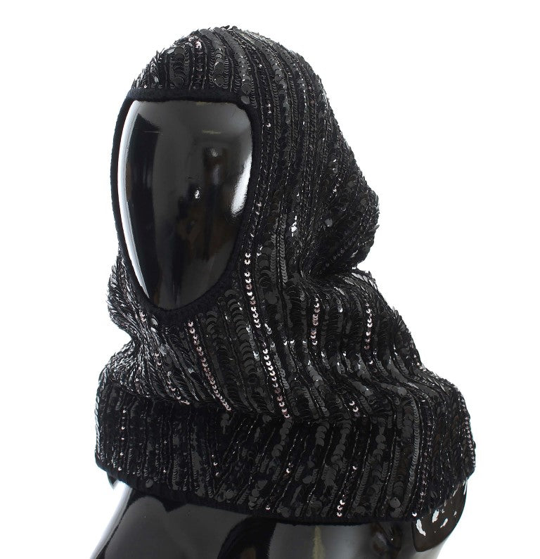 Dolce &amp; Gabbana Élégant foulard à capuche à paillettes noires