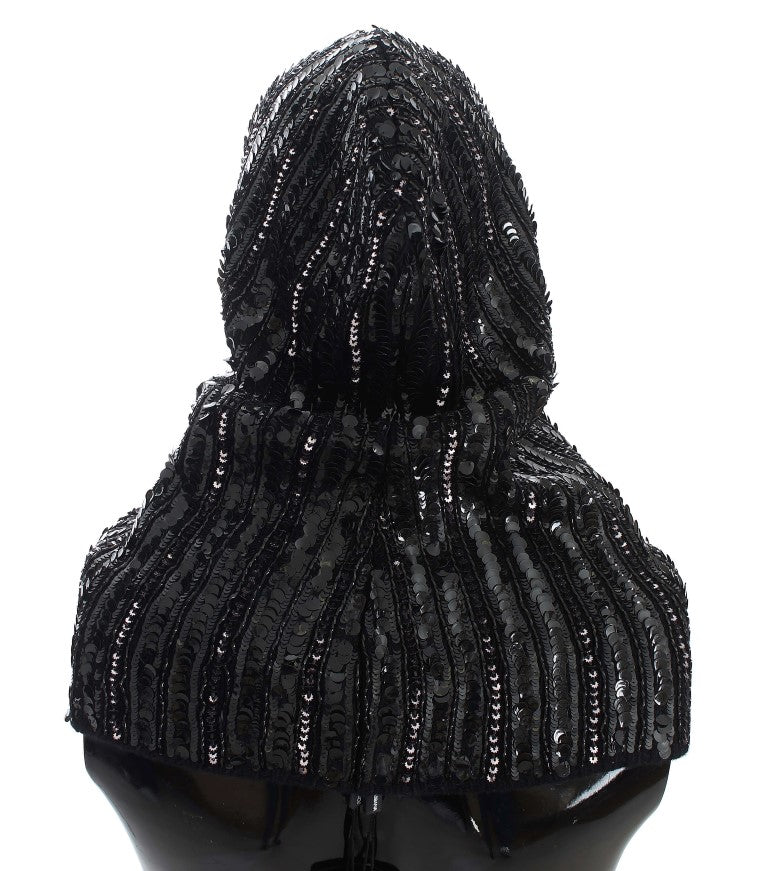 Dolce &amp; Gabbana Élégant foulard à capuche à paillettes noires