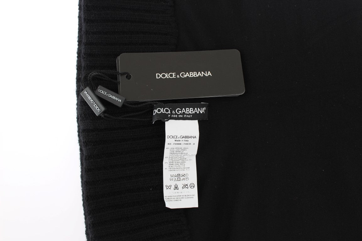 Dolce &amp; Gabbana Élégant foulard à capuche à paillettes noires