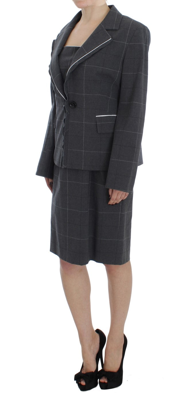 Ensemble de costume fourreau élégant à carreaux gris BENCIVENGA