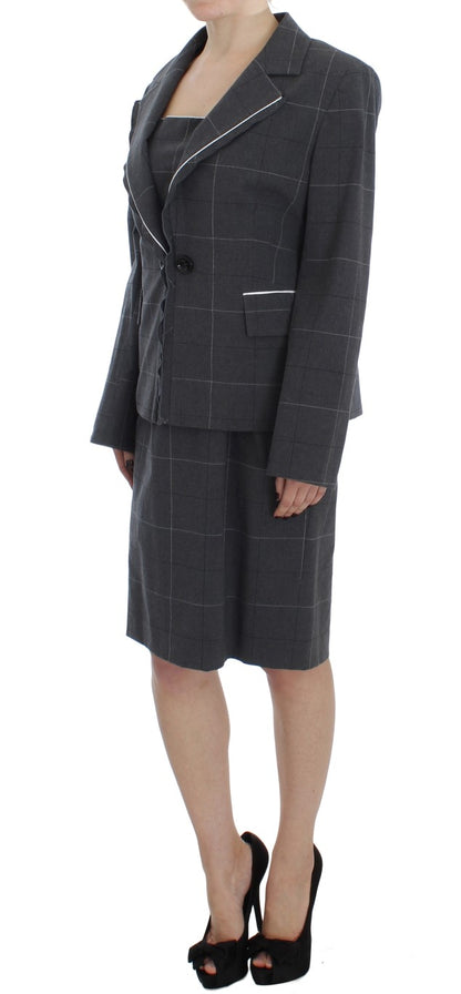 Ensemble de costume fourreau élégant à carreaux gris BENCIVENGA