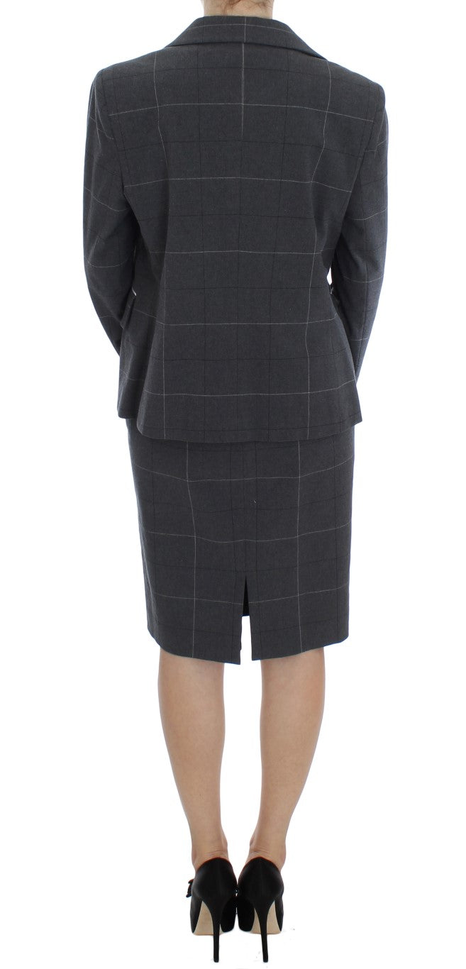 Ensemble de costume fourreau élégant à carreaux gris BENCIVENGA