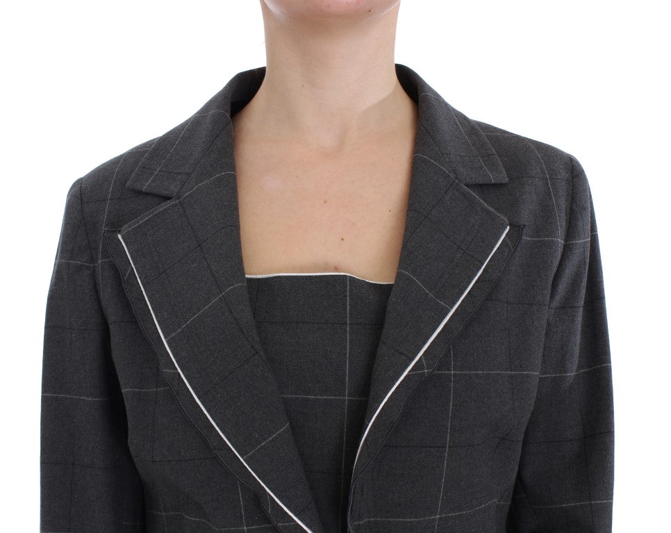 Ensemble de costume fourreau élégant à carreaux gris BENCIVENGA