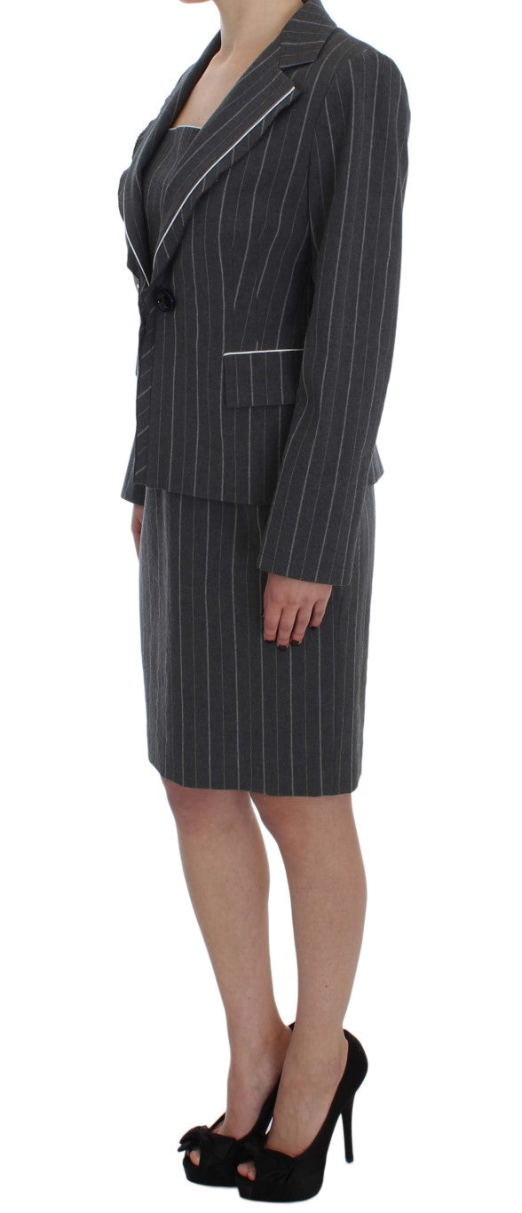 BENCIVENGA Gray Stretch Suit Sheath Dress & Blazer Set by BENCIVENGA