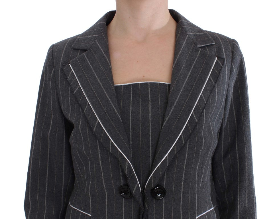 BENCIVENGA Gray Stretch Suit Sheath Dress & Blazer Set by BENCIVENGA