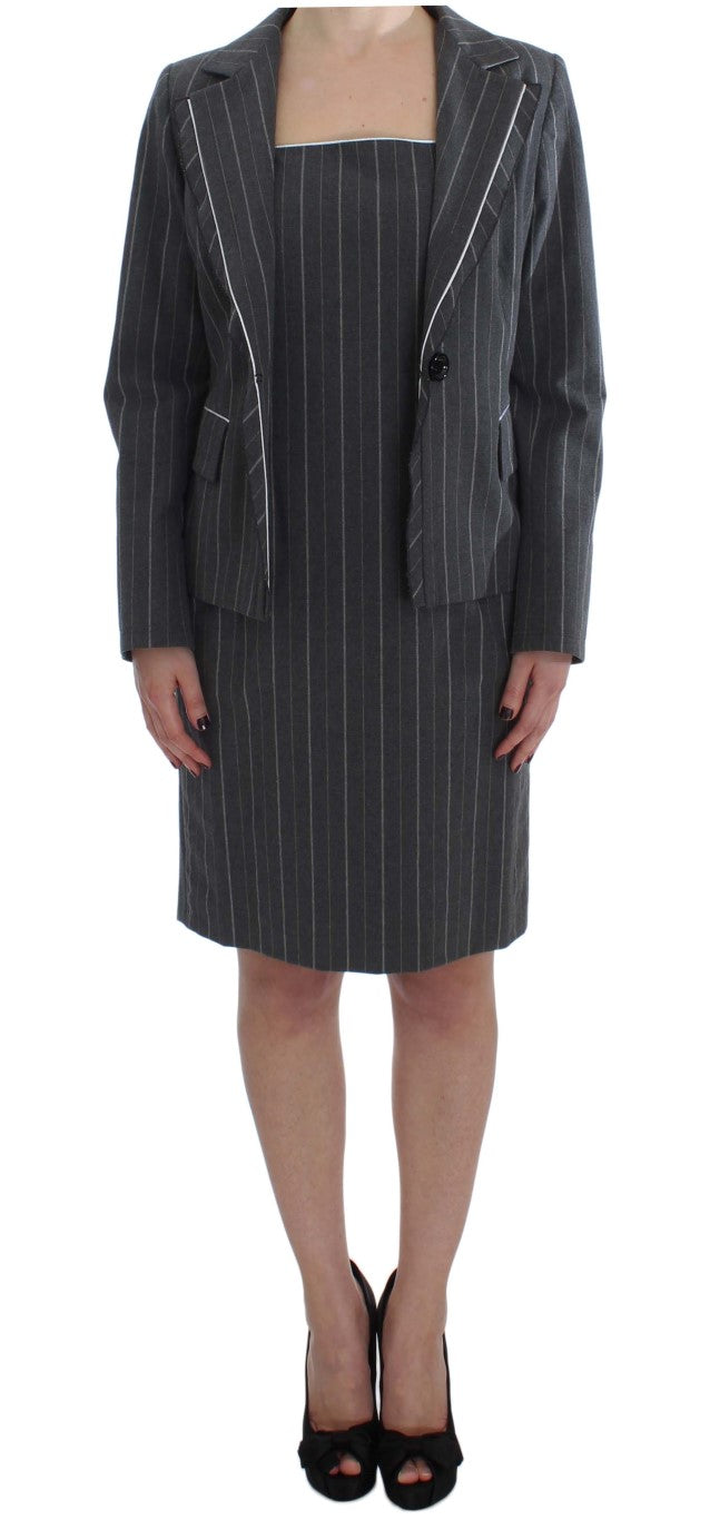 BENCIVENGA Gray Stretch Suit Sheath Dress & Blazer Set by BENCIVENGA