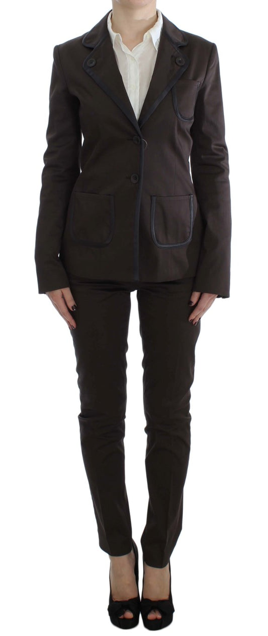Ensemble costume Exte Chic en coton et élasthanne marron