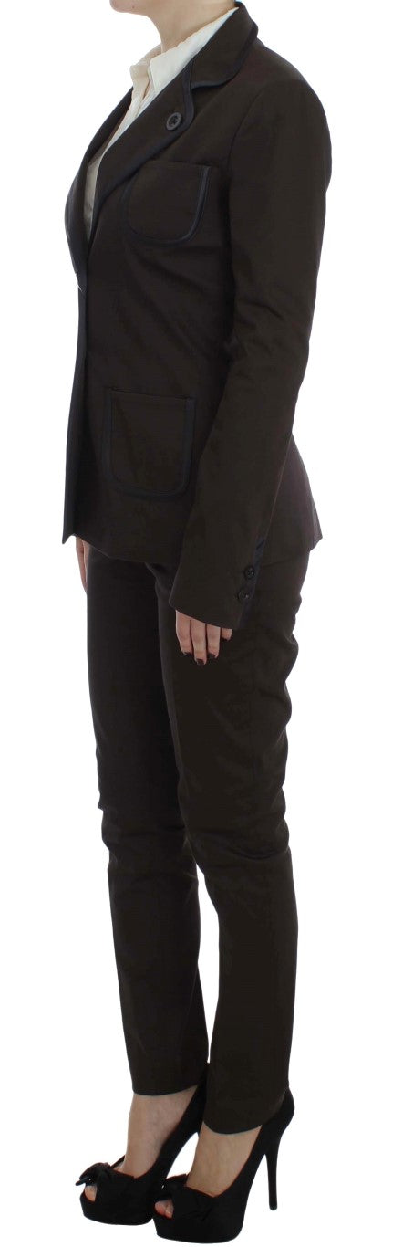 Ensemble costume Exte Chic en coton et élasthanne marron