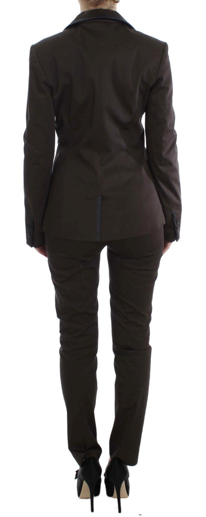 Ensemble costume Exte Chic en coton et élasthanne marron