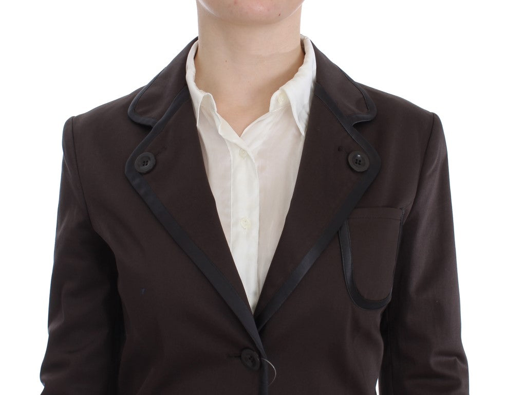 Ensemble costume Exte Chic en coton et élasthanne marron