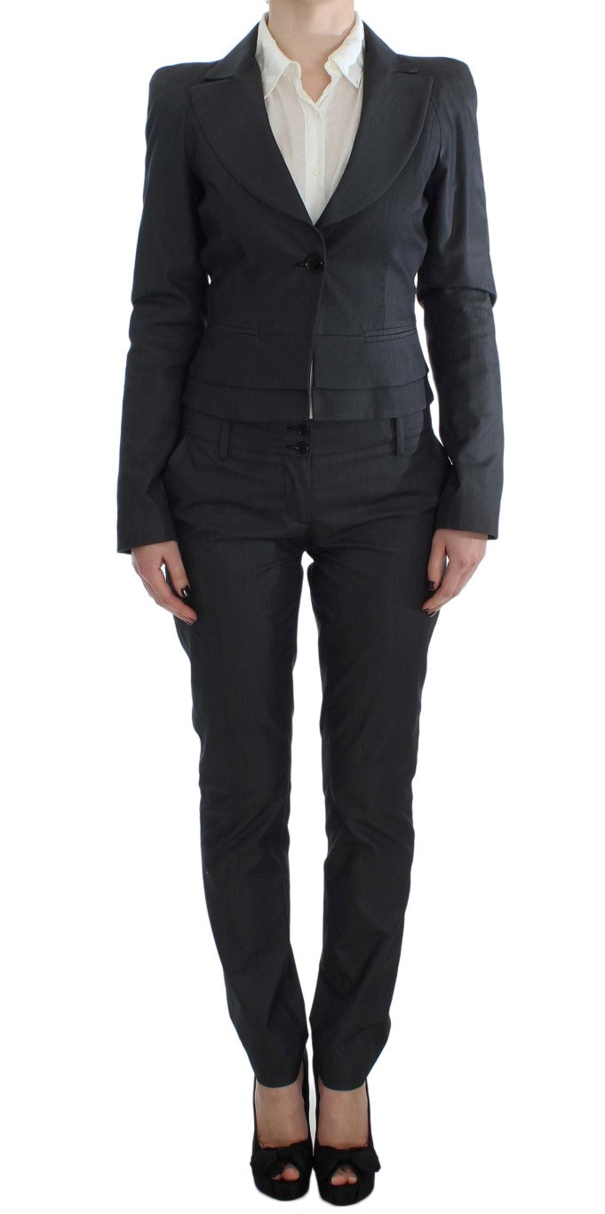 Exte Gray One Button Two Piece Suit by Exte