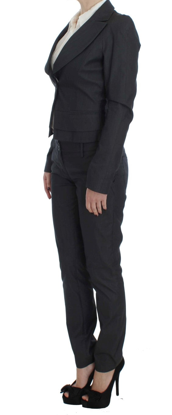 Exte Gray One Button Two Piece Suit by Exte