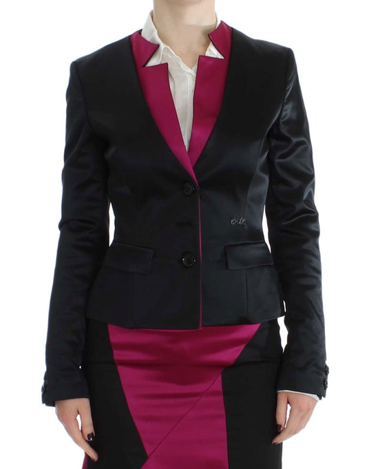 Blazer simple boutonnage noir et rose Exte Chic