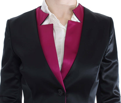 Blazer simple boutonnage noir et rose Exte Chic