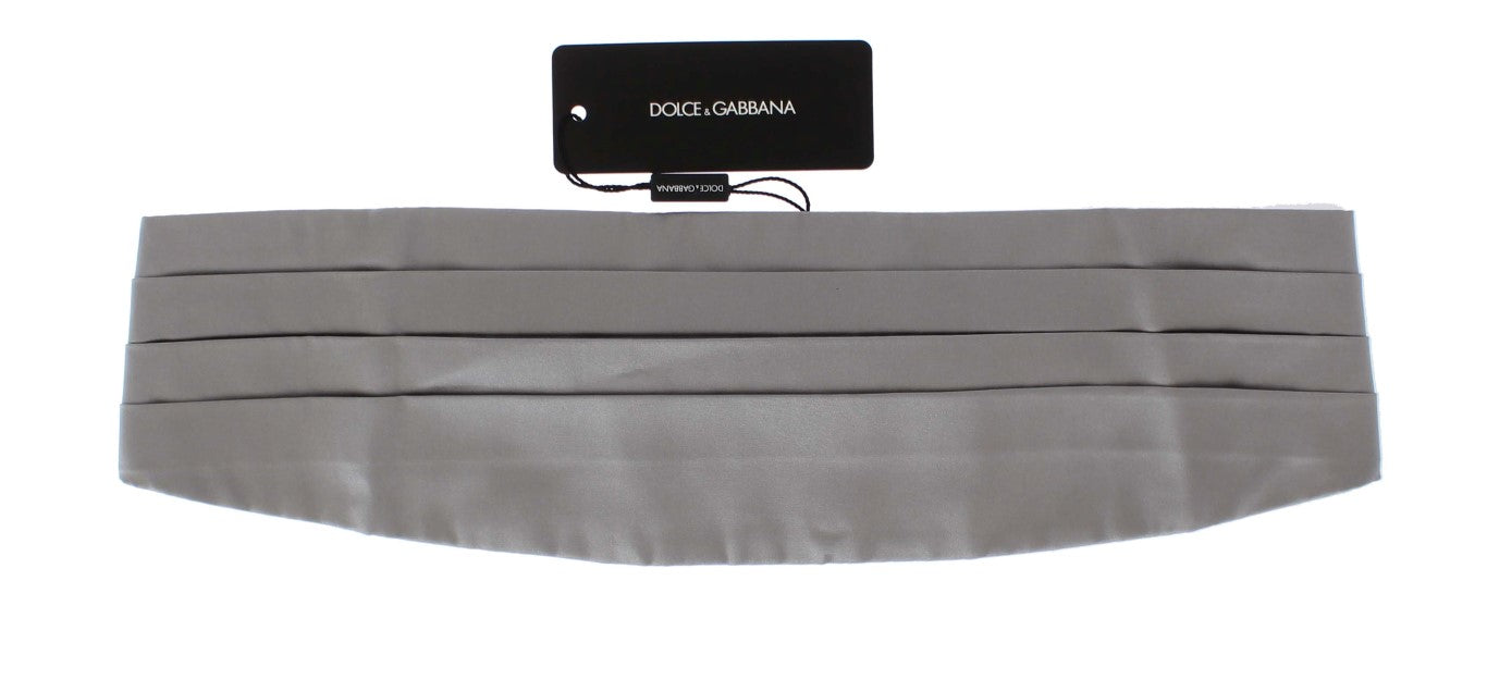 Dolce & Gabbana Silver Wide Belt Silk Cummerbund by Dolce & Gabbana
