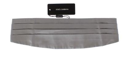 Dolce & Gabbana Silver Wide Belt Silk Cummerbund by Dolce & Gabbana
