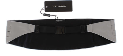 Dolce & Gabbana Silver Wide Belt Silk Cummerbund by Dolce & Gabbana