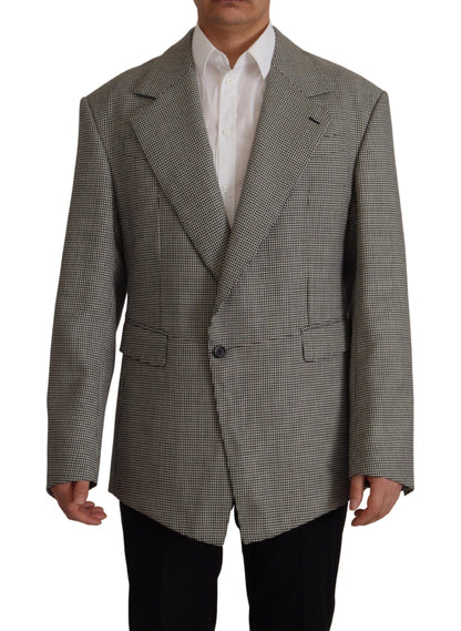 Blazer élégant en laine à carreaux gris Dolce &amp; Gabbana