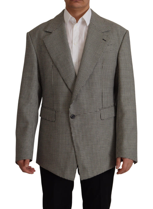 Blazer élégant en laine à carreaux gris Dolce &amp; Gabbana