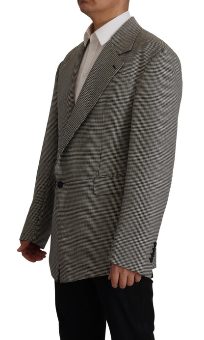Blazer élégant en laine à carreaux gris Dolce &amp; Gabbana