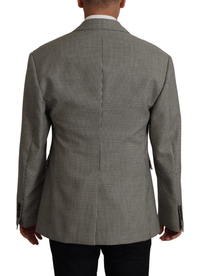 Blazer élégant en laine à carreaux gris Dolce &amp; Gabbana