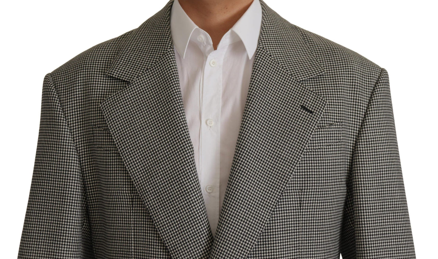 Blazer élégant en laine à carreaux gris Dolce &amp; Gabbana