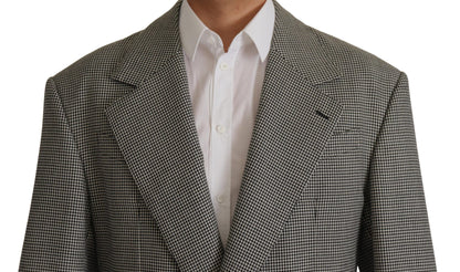 Blazer élégant en laine à carreaux gris Dolce &amp; Gabbana