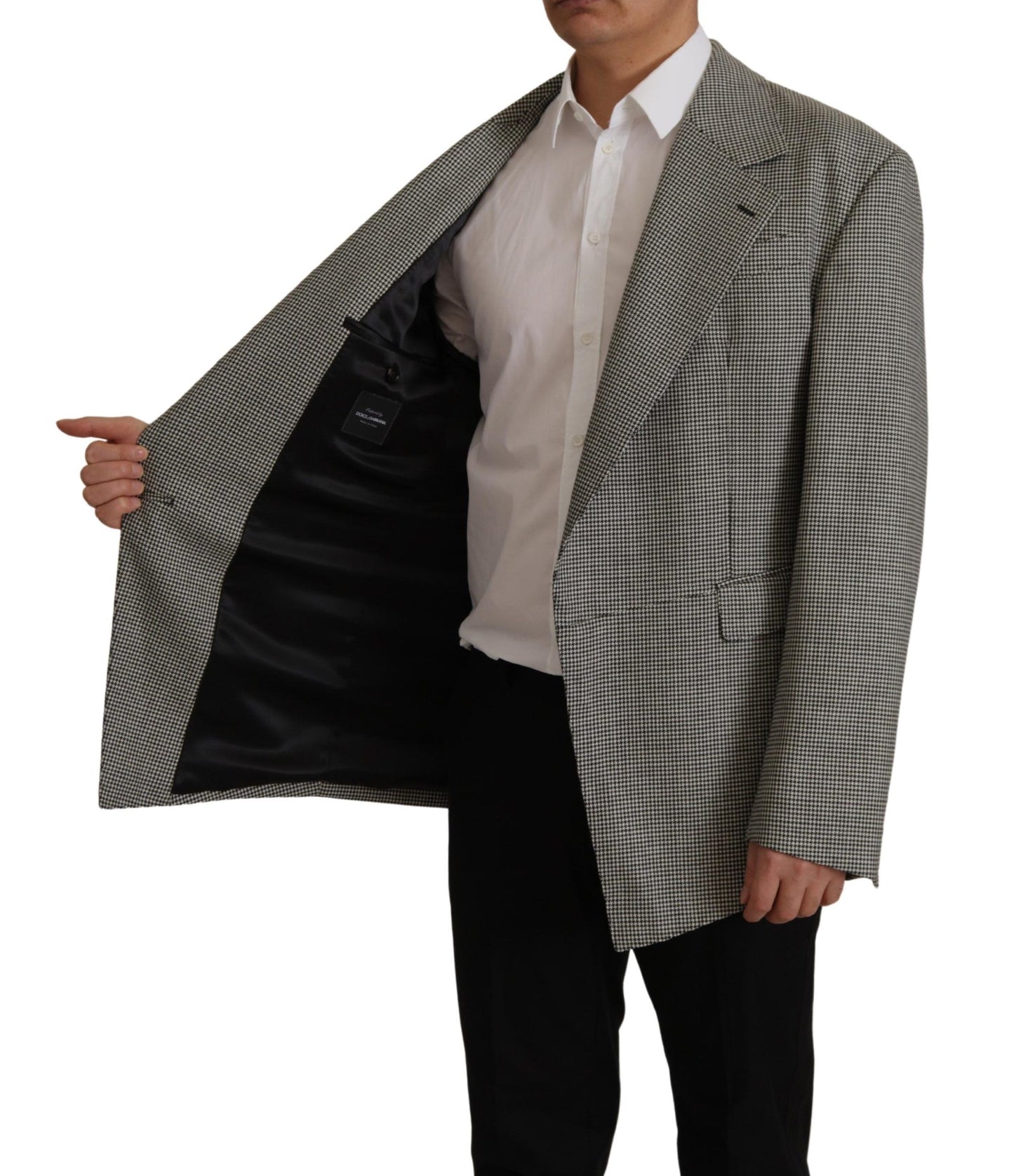 Blazer élégant en laine à carreaux gris Dolce &amp; Gabbana