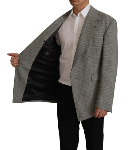 Blazer élégant en laine à carreaux gris Dolce &amp; Gabbana