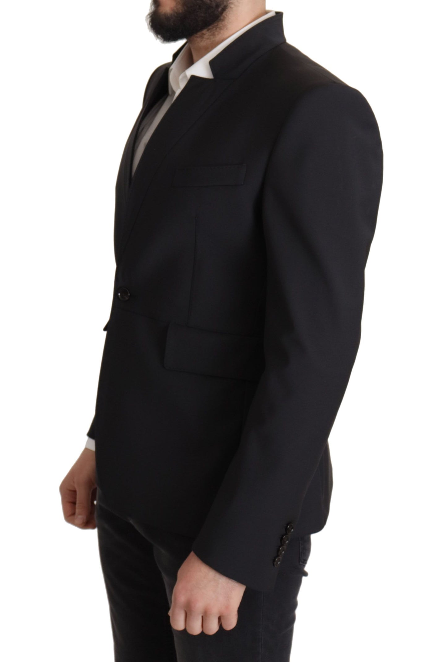 Dolce &amp; Gabbana Black Wool Single Breasted Coat Men Blazer